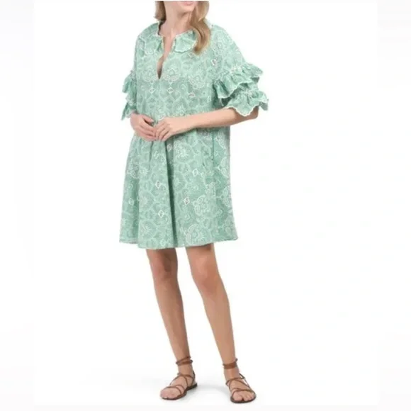 Maje Raberie Embroidered Eyelet Cotton Dress hold C - Picture 15 of 16